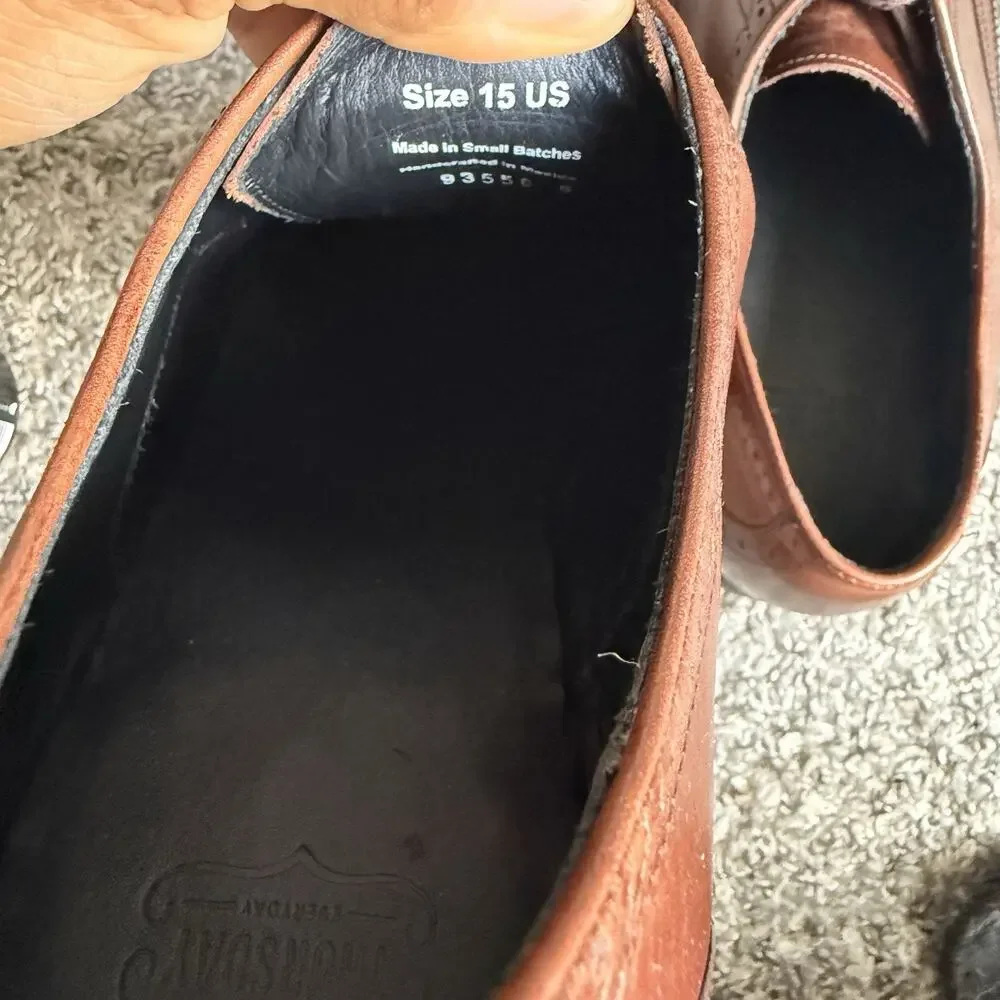 Thursday Boot Co Mahogany Aviator Brown Leather Mens Oxford Dress Shoes Size 15